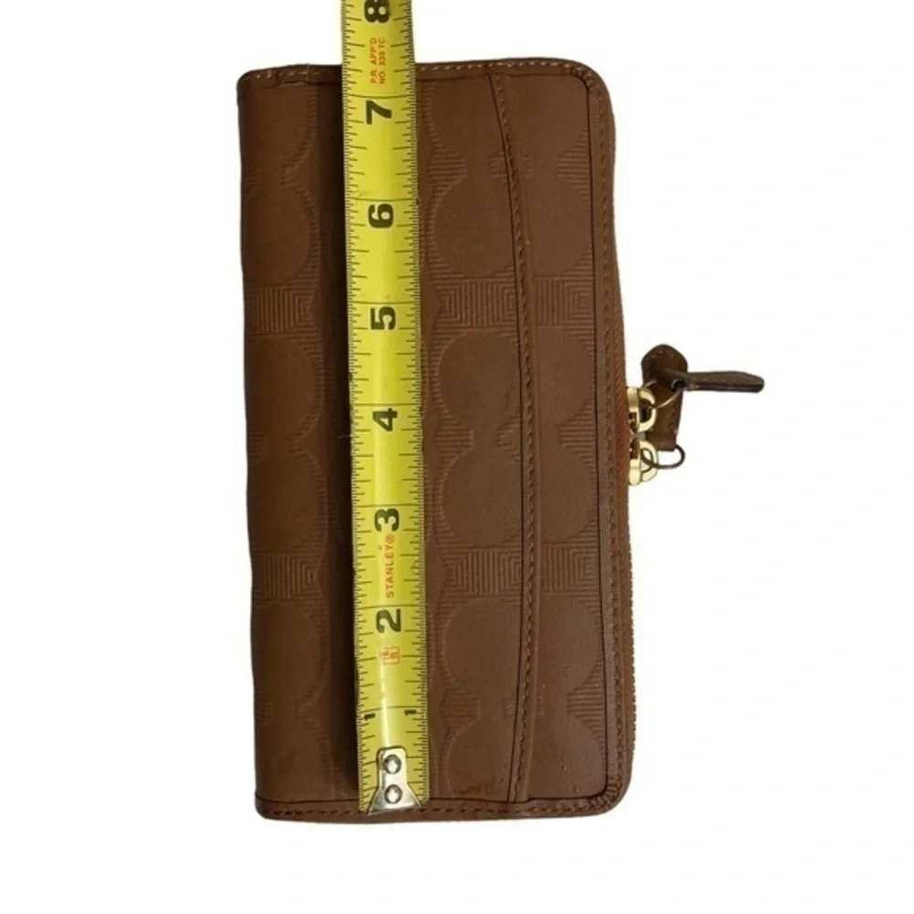 Coach brown embossed leather c wallet